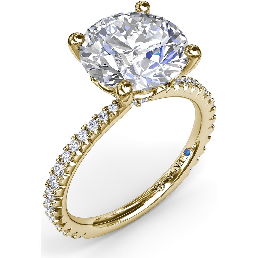Hidden Halo Pavé Engagement Ring Setting with Round Diamond Center by Fana - 0.40 Carat Total Diamond Weight