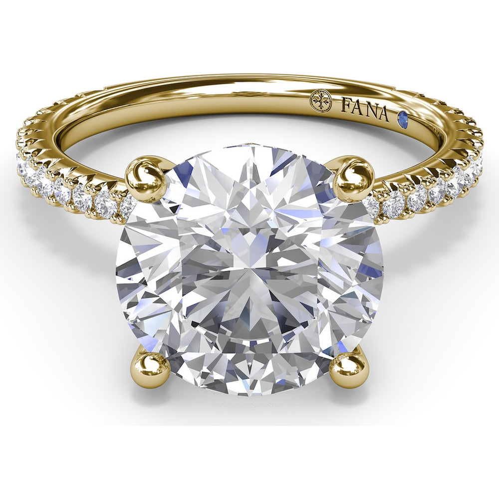 Hidden Halo Pavé Engagement Ring Setting with Round Diamond Center by Fana - 0.40 Carat Total Diamond Weight