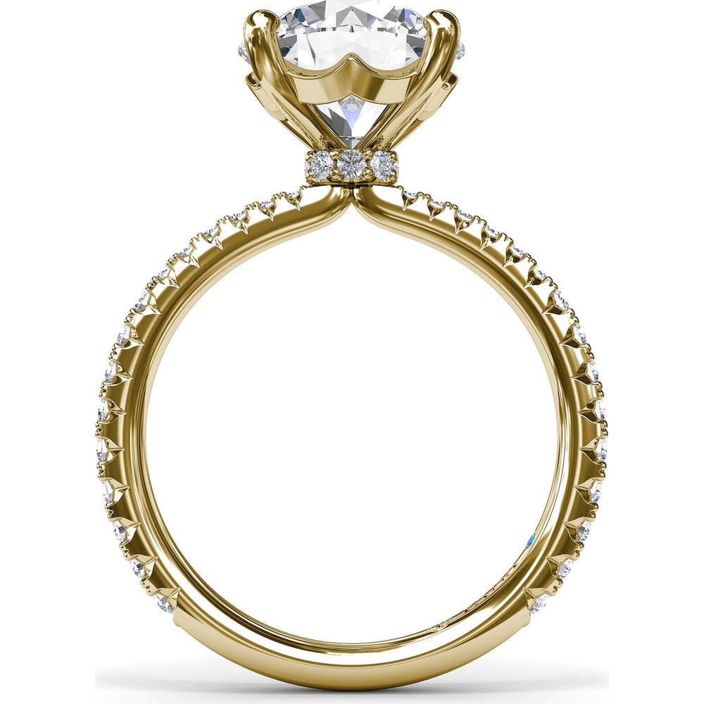 Hidden Halo Pavé Engagement Ring Setting with Round Diamond Center by Fana - 0.40 Carat Total Diamond Weight