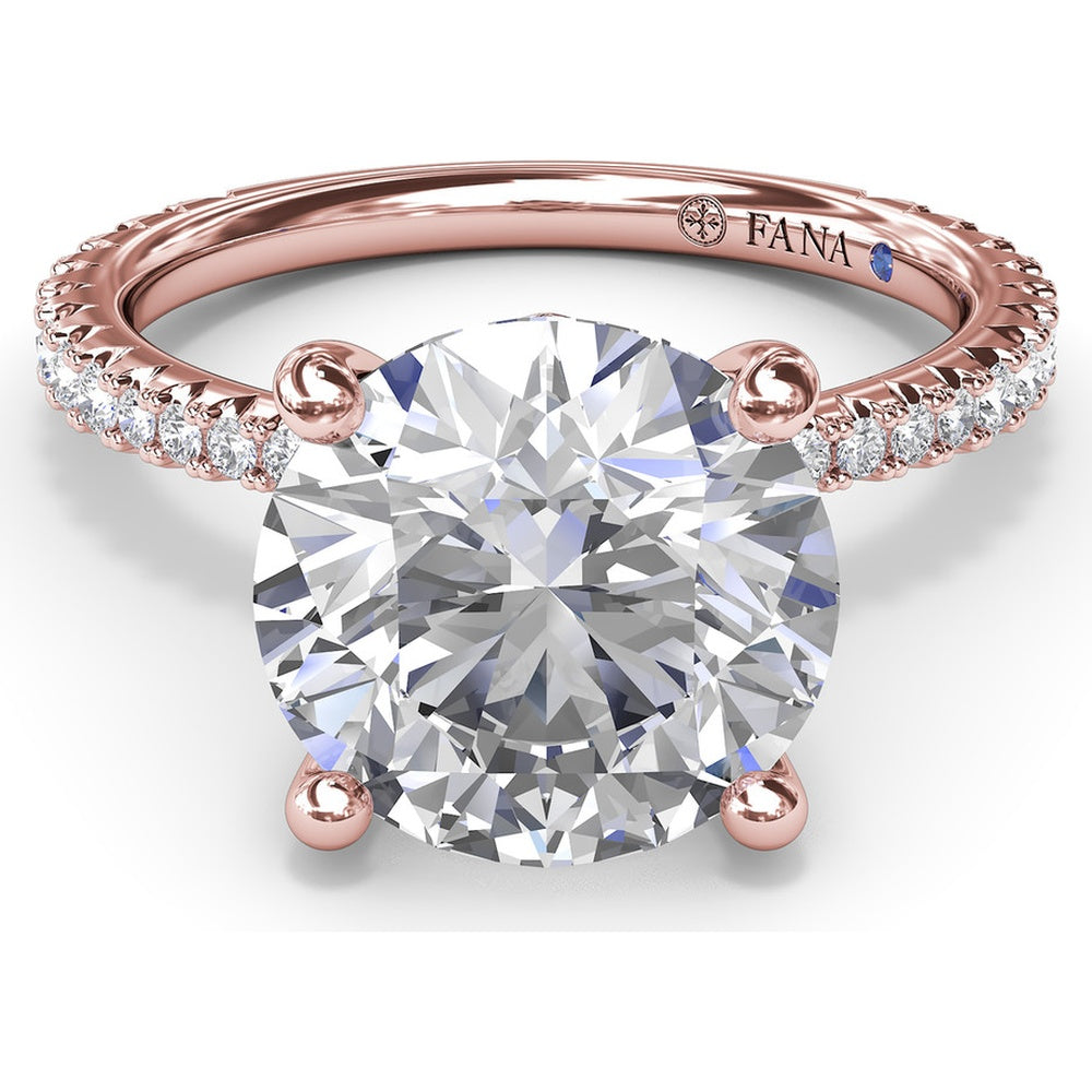 Hidden Halo Pavé Engagement Ring Setting with Round Diamond Center by Fana - 0.40 Carat Total Diamond Weight
