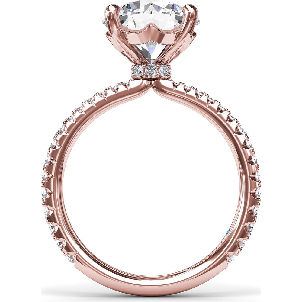 Hidden Halo Pavé Engagement Ring Setting with Round Diamond Center by Fana - 0.40 Carat Total Diamond Weight