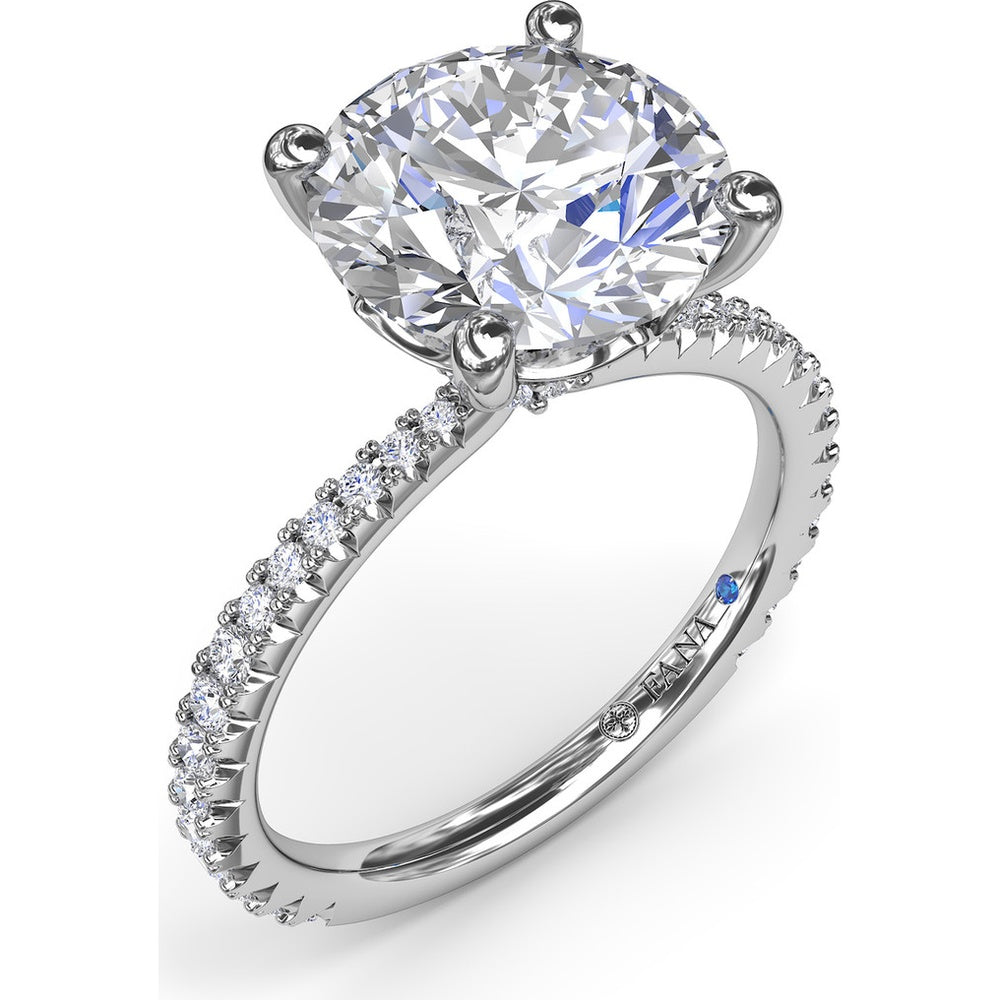 Hidden Halo Pavé Engagement Ring Setting with Round Diamond Center by Fana - 0.40 Carat Total Diamond Weight