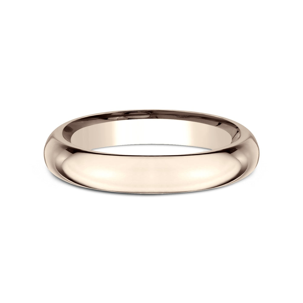 High Dome Comfort Fit Men's Wedding Band in 14K Rose Gold - 3mm Width by Benchmark
