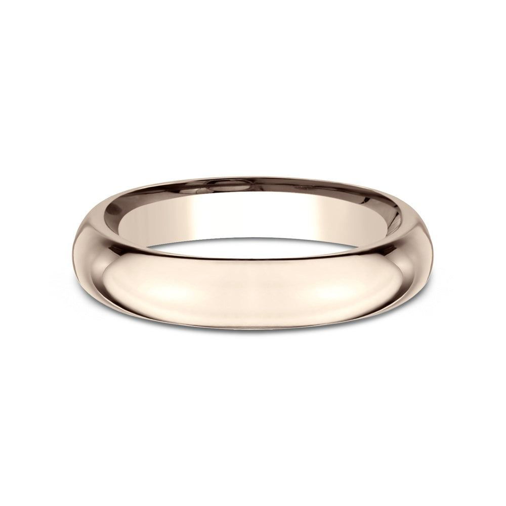 High Dome Comfort Fit Men's Wedding Band in 14K Rose Gold - 4mm Width by Benchmark