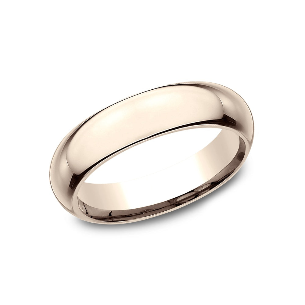 High Dome Comfort Fit Men's Wedding Band in 14K Rose Gold - 5mm Width by Benchmark