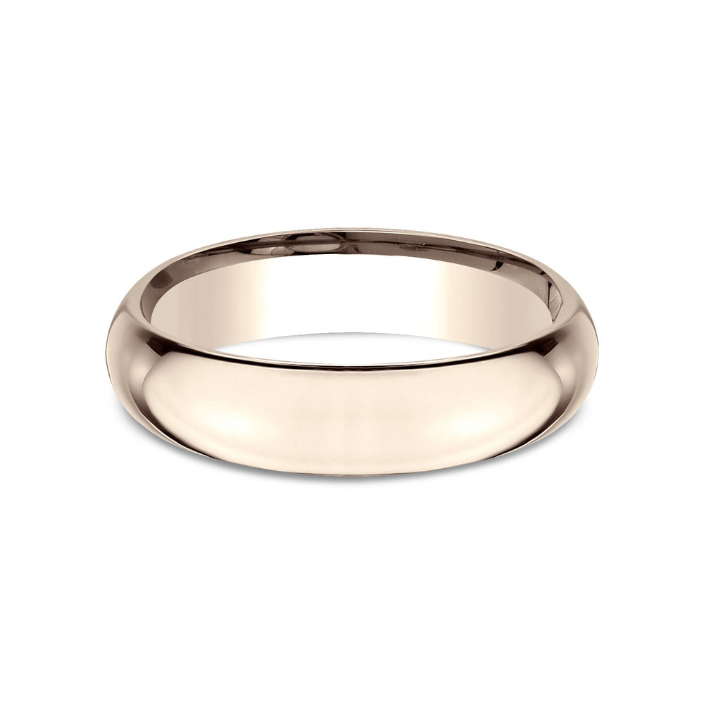 High Dome Comfort Fit Men's Wedding Band in 14K Rose Gold - 5mm Width by Benchmark