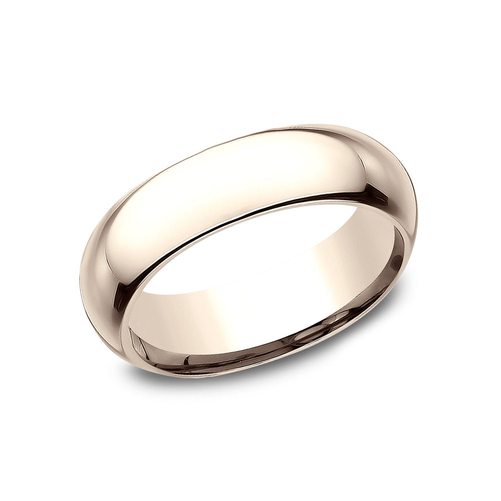 High Dome Comfort Fit Men's Wedding Band in 14K Rose Gold - 6mm Width by Benchmark