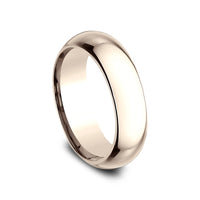 High Dome Comfort Fit Men's Wedding Band in 14K Rose Gold - 6mm Width by Benchmark