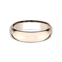 High Dome Comfort Fit Men's Wedding Band in 14K Rose Gold - 6mm Width by Benchmark