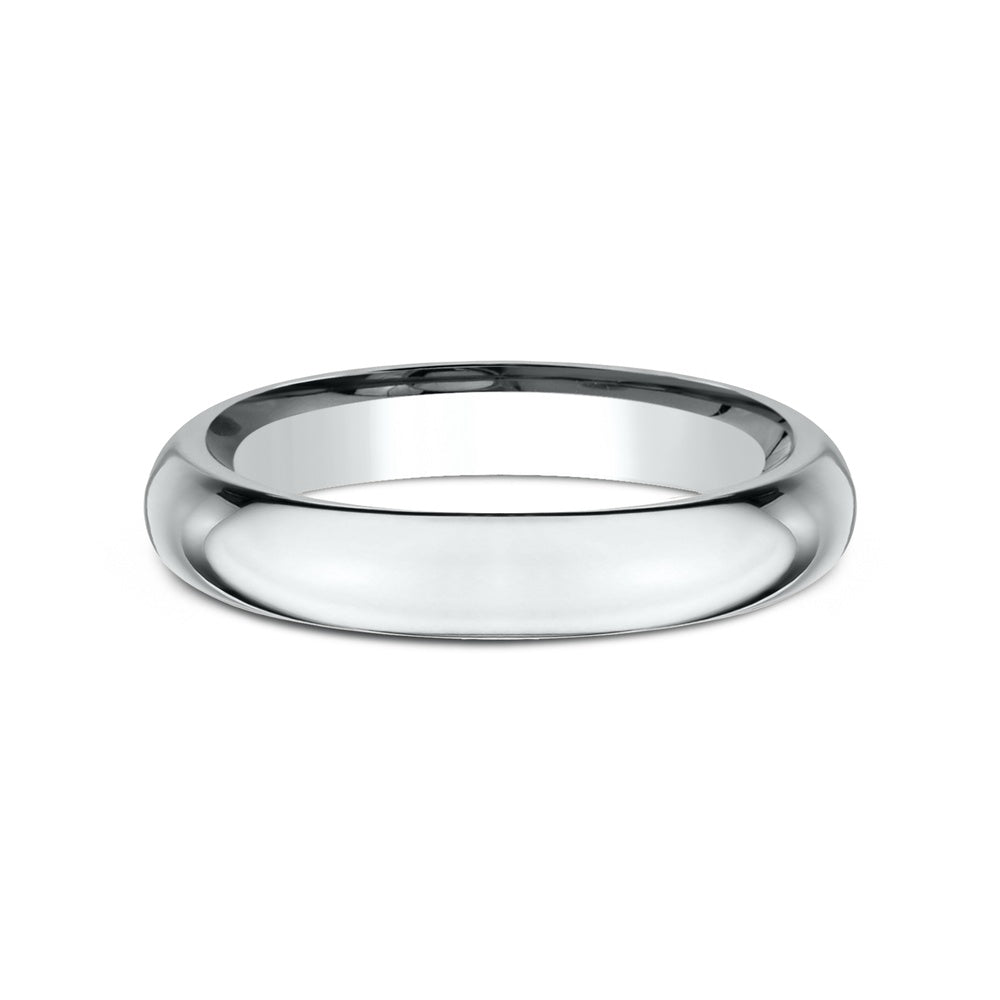 High Dome Comfort Fit Men's Wedding Band in 14K White Gold - 3mm Width by Benchmark