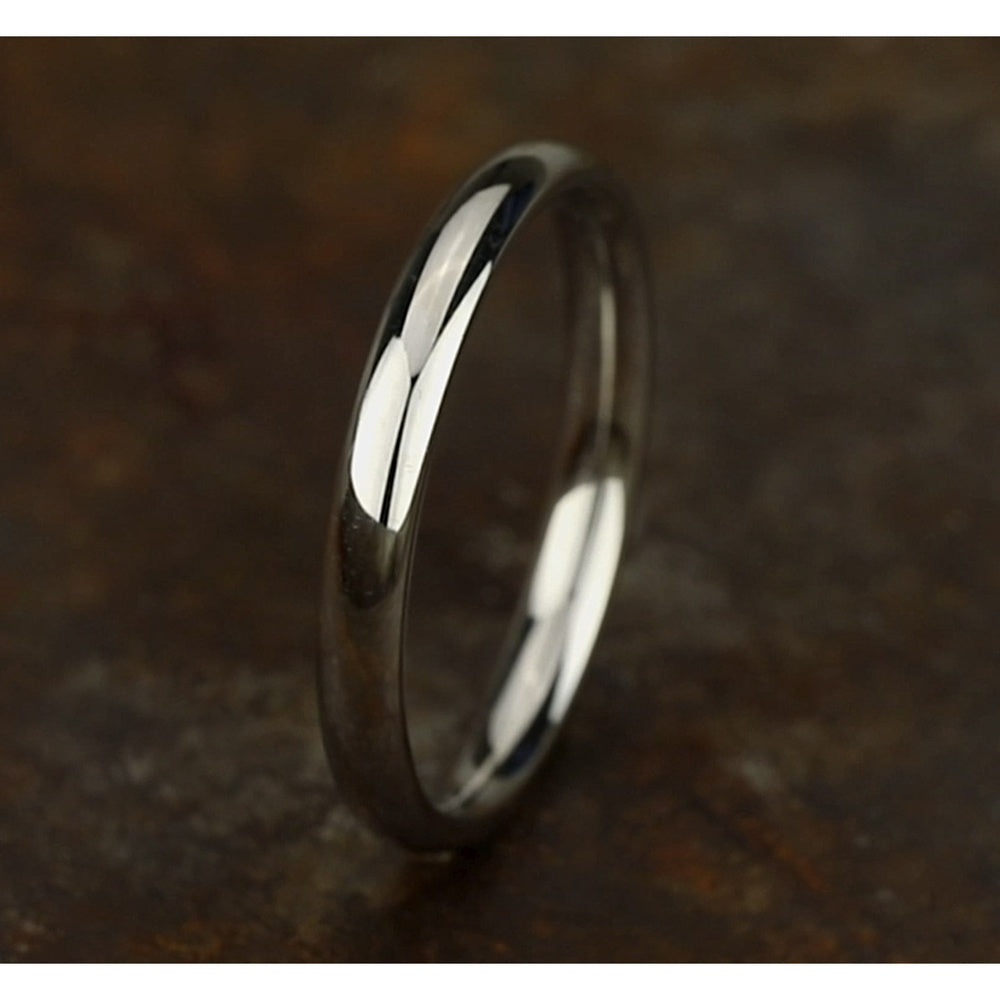 High Dome Comfort Fit Men's Wedding Band in 14K White Gold - 3mm Width by Benchmark