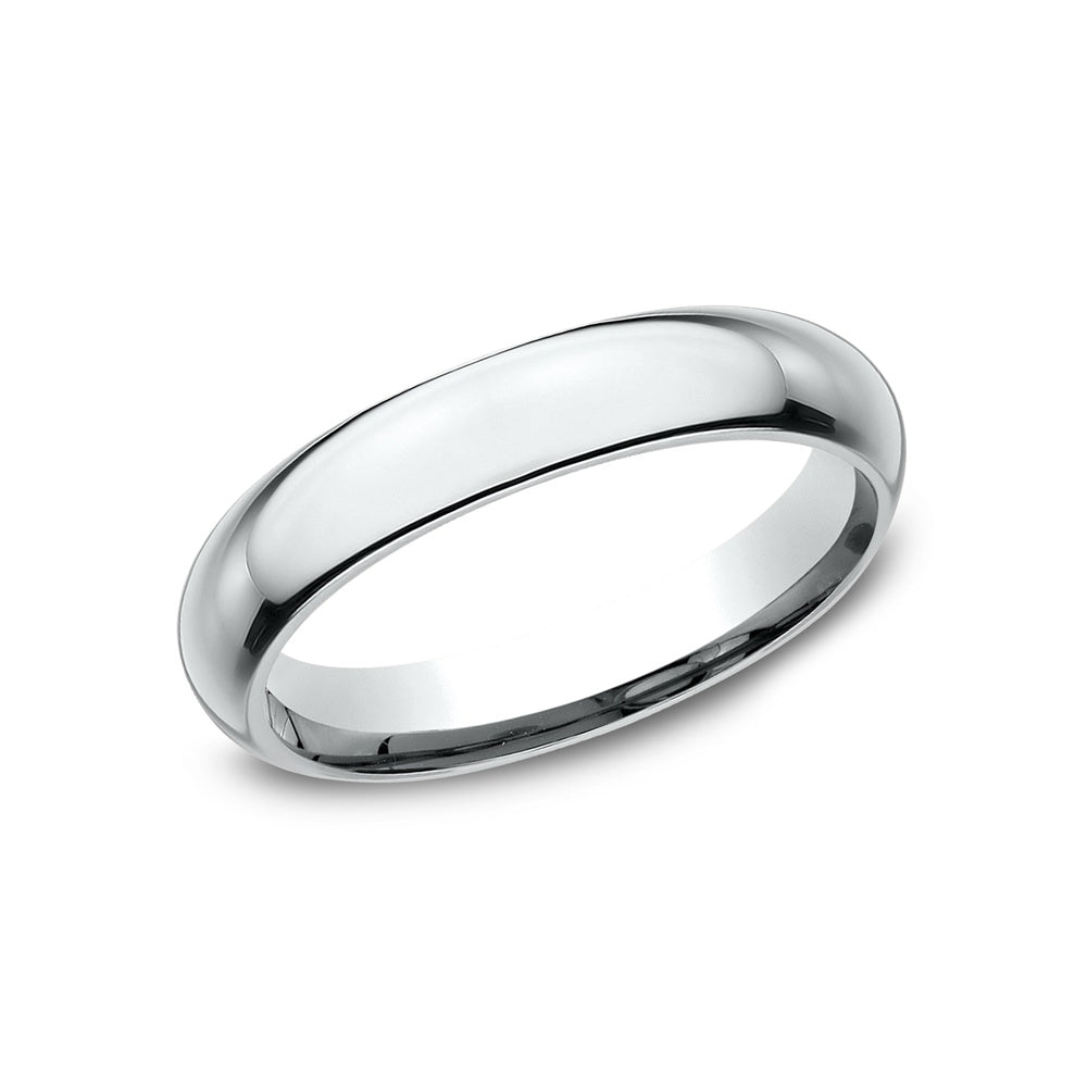 High Dome Comfort Fit Men's Wedding Band in 14K White Gold - 4mm Width by Benchmark