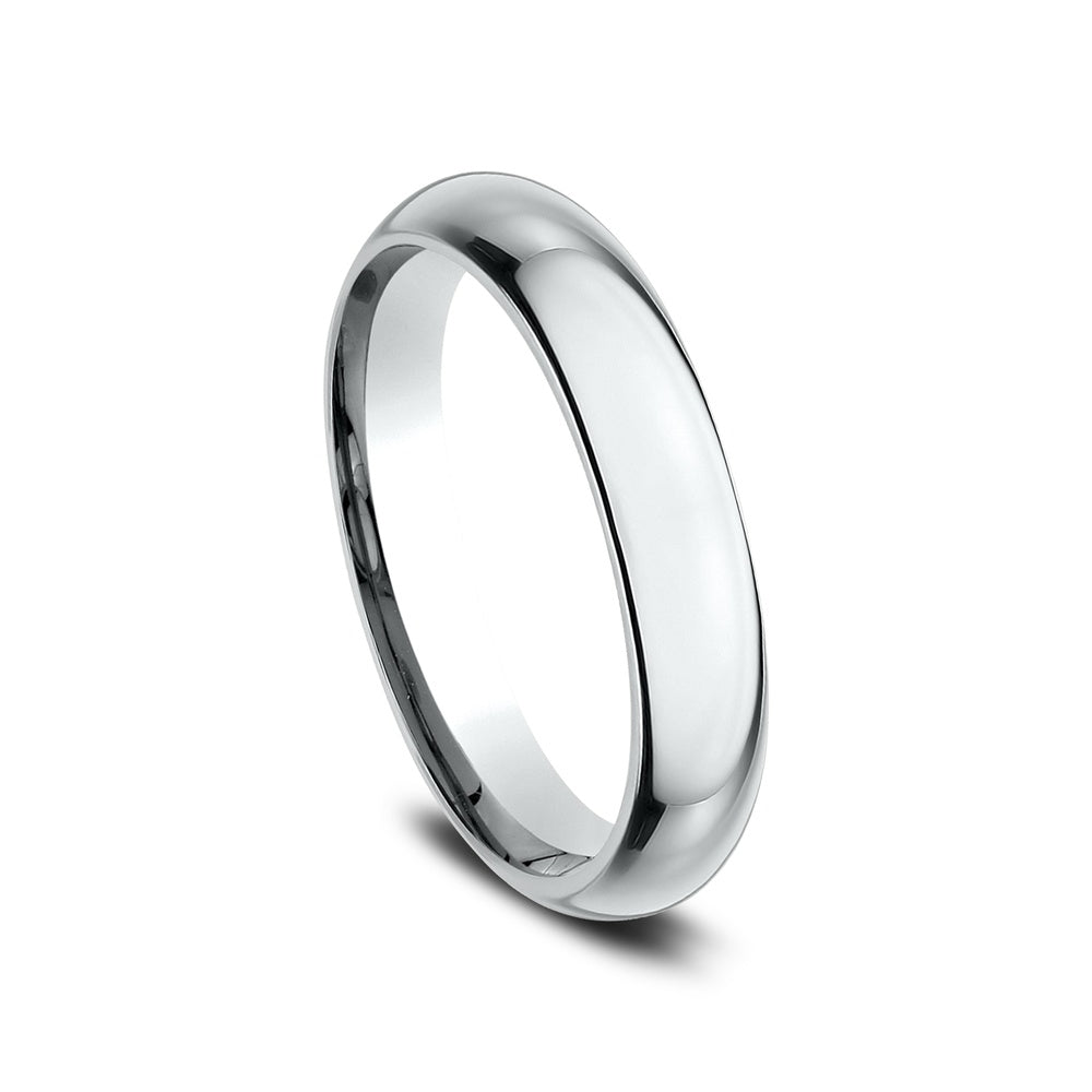 High Dome Comfort Fit Men's Wedding Band in 14K White Gold - 4mm Width by Benchmark