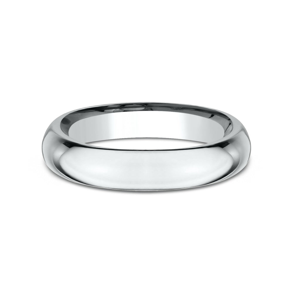 High Dome Comfort Fit Men's Wedding Band in 14K White Gold - 4mm Width by Benchmark