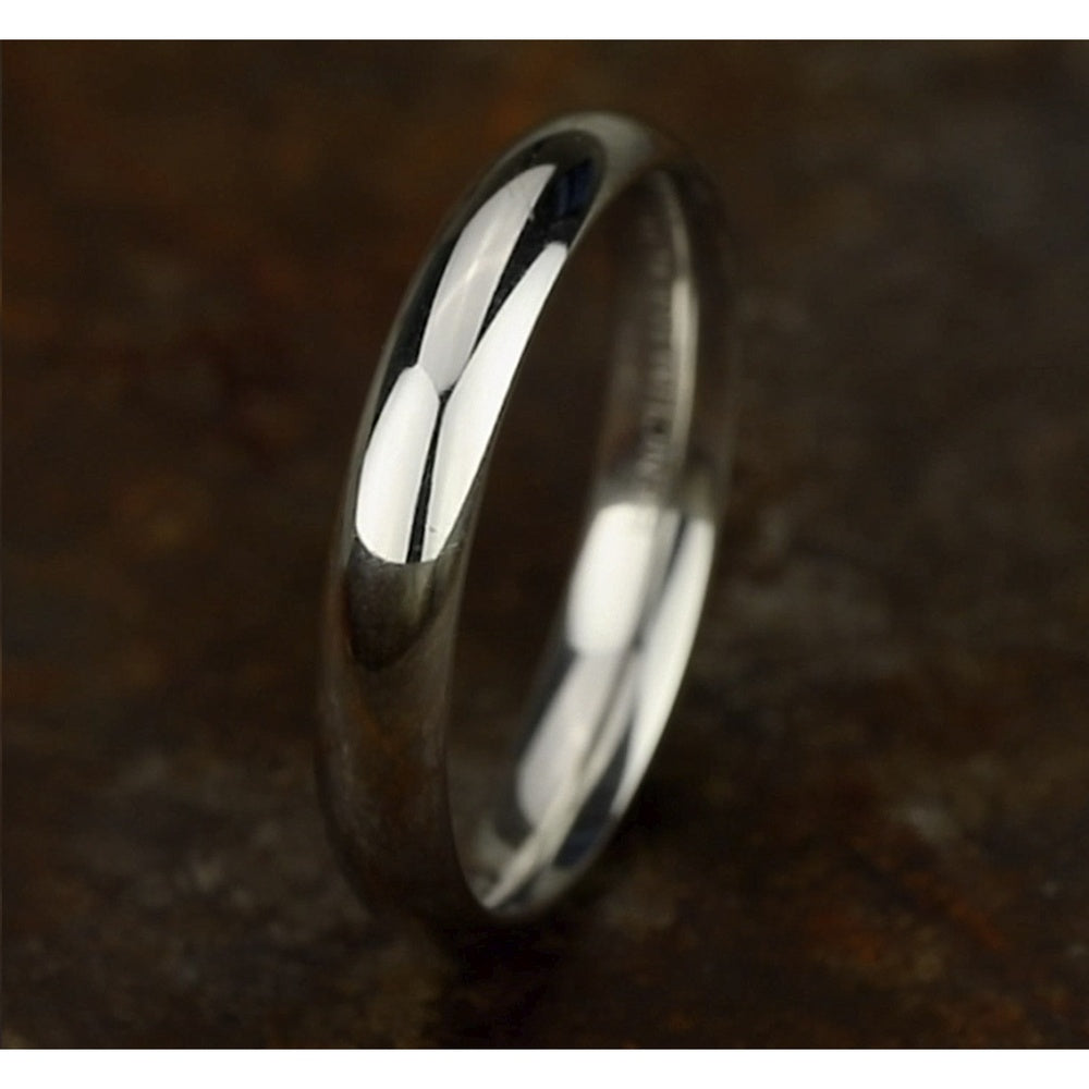 High Dome Comfort Fit Men's Wedding Band in 14K White Gold - 4mm Width by Benchmark