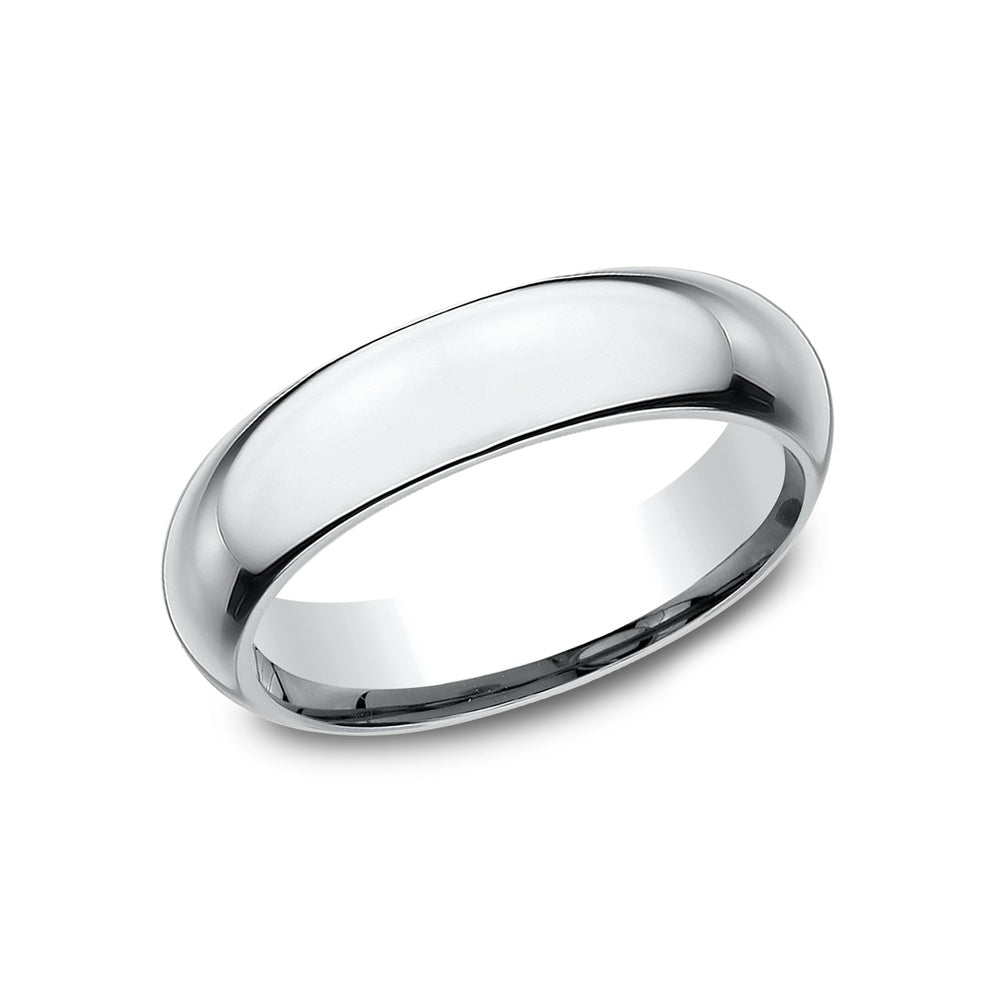 High Dome Comfort Fit Men's Wedding Band in 14K White Gold - 5mm Width by Benchmark