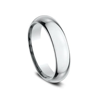 High Dome Comfort Fit Men's Wedding Band in 14K White Gold - 5mm Width by Benchmark
