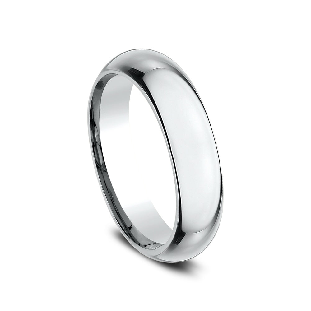 High Dome Comfort Fit Men's Wedding Band in 14K White Gold - 5mm Width by Benchmark