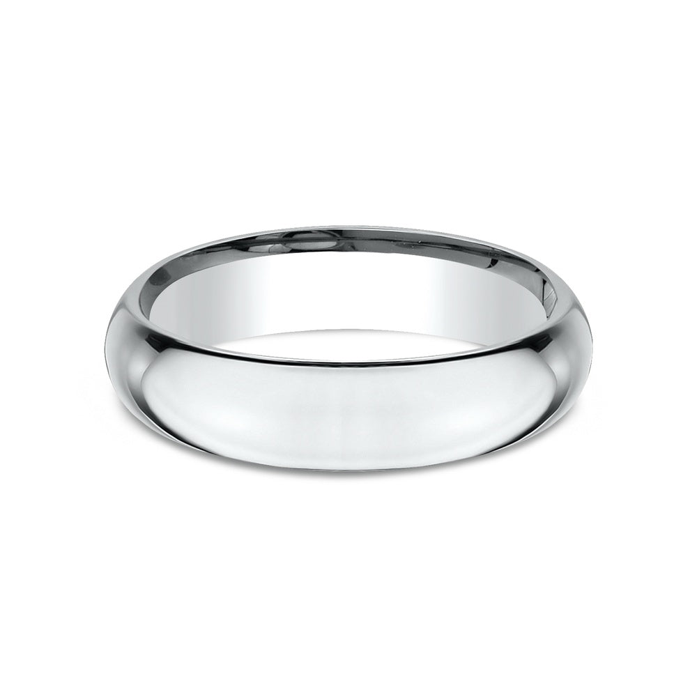 High Dome Comfort Fit Men's Wedding Band in 14K White Gold - 5mm Width by Benchmark
