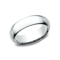 High Dome Comfort Fit Men's Wedding Band in 14K White Gold - 6mm by Benchmark