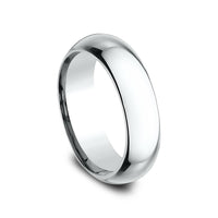 High Dome Comfort Fit Men's Wedding Band in 14K White Gold - 6mm by Benchmark