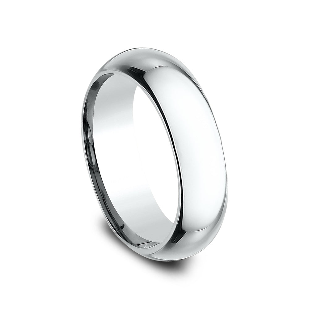 High Dome Comfort Fit Men's Wedding Band in 14K White Gold - 6mm by Benchmark