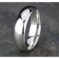 High Dome Comfort Fit Men's Wedding Band in 14K White Gold - 6mm by Benchmark