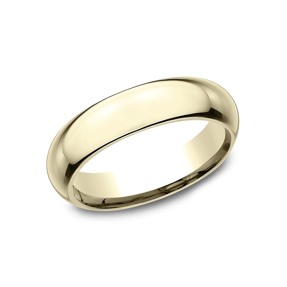 High Dome Comfort Fit Men's Wedding Band in 14K Yellow Gold - 5mm Width by Benchmark