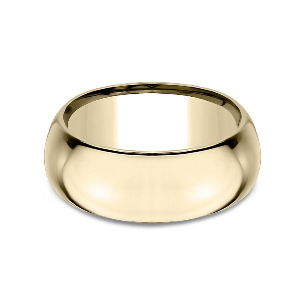 High Dome Comfort Fit Men's Wedding Band in 14K Yellow Gold - 9mm by Benchmark