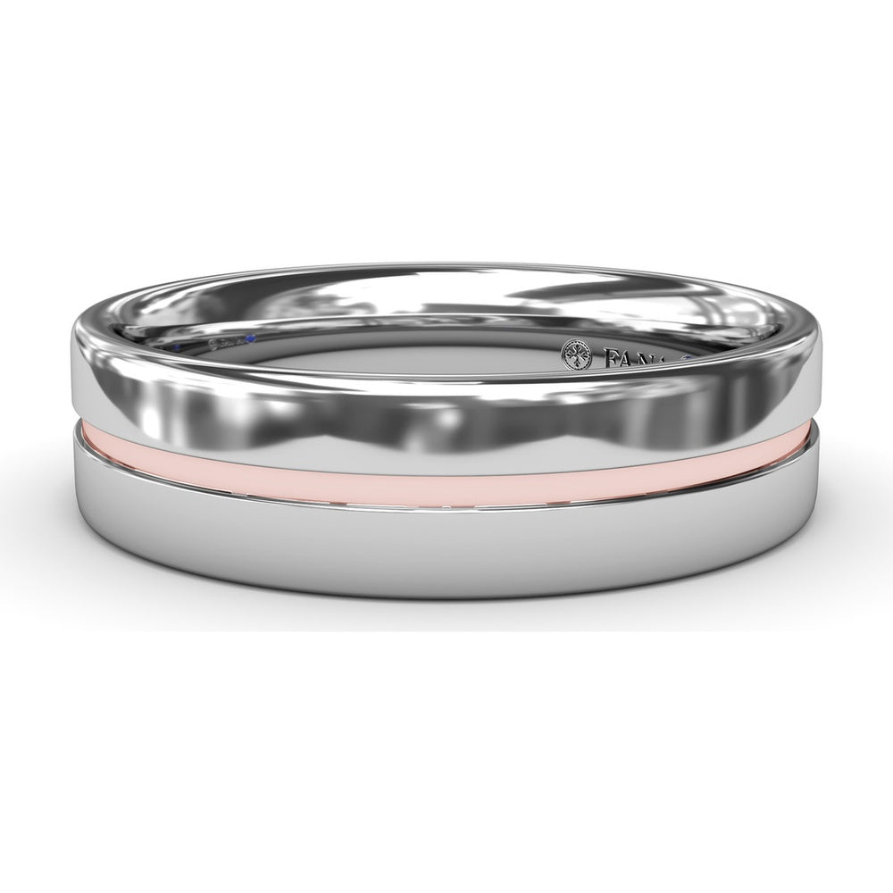 High Polish 6mm Men's Band with Center Accent by Fana