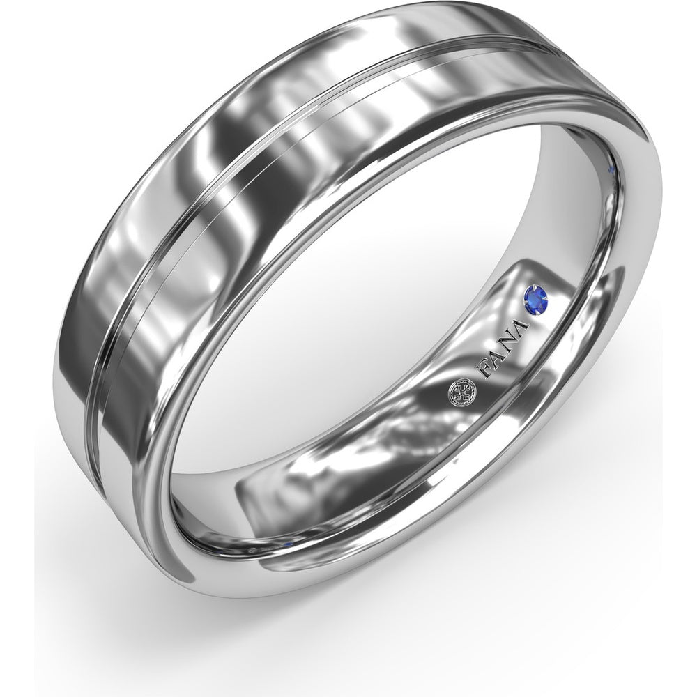 High Polish 6mm Men's Band with Center Accent by Fana