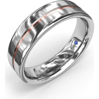 High Polish 6mm Men's Band with Center Accent by Fana