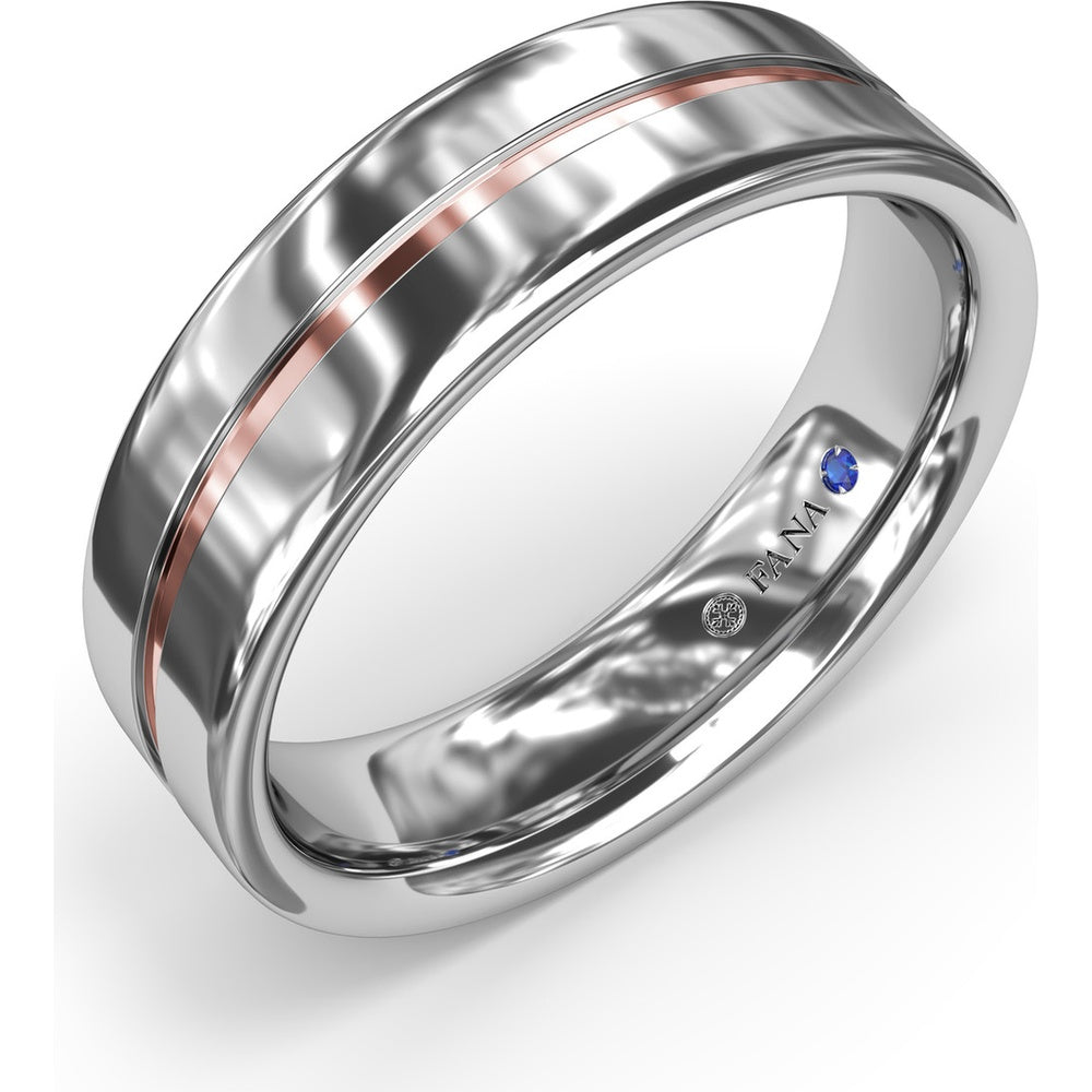 High Polish 6mm Men's Band with Center Accent by Fana