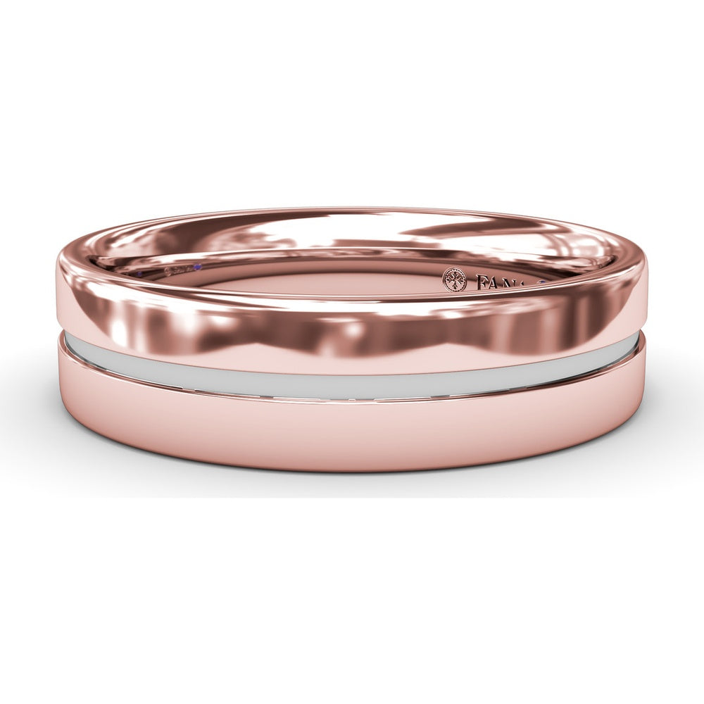 High Polish 6mm Men's Band with Center Accent by Fana