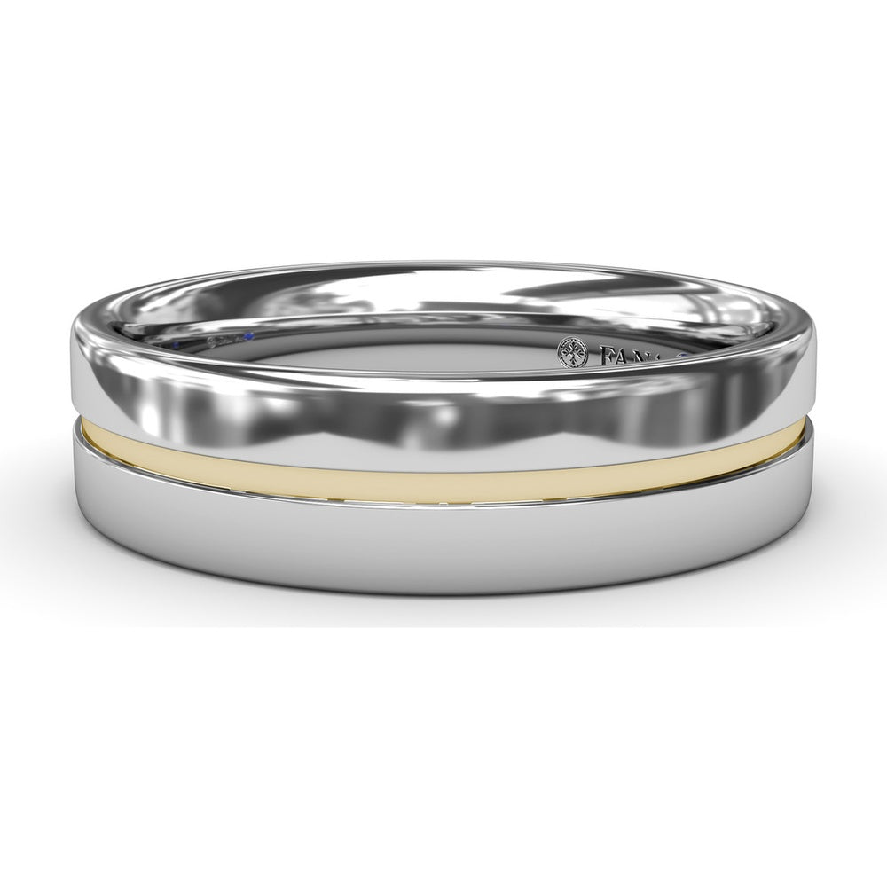 High Polish 6mm Men's Band with Center Accent by Fana