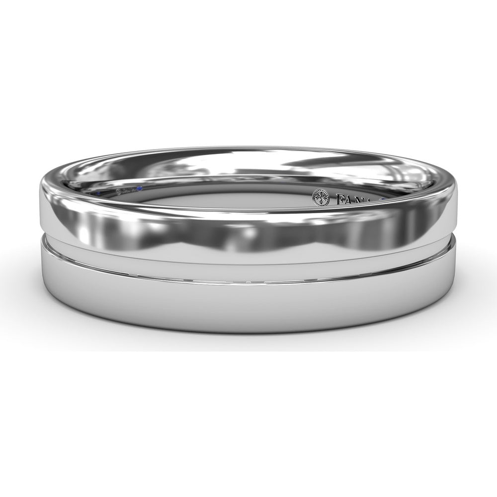 High Polish 6mm Men's Band with Center Accent by Fana