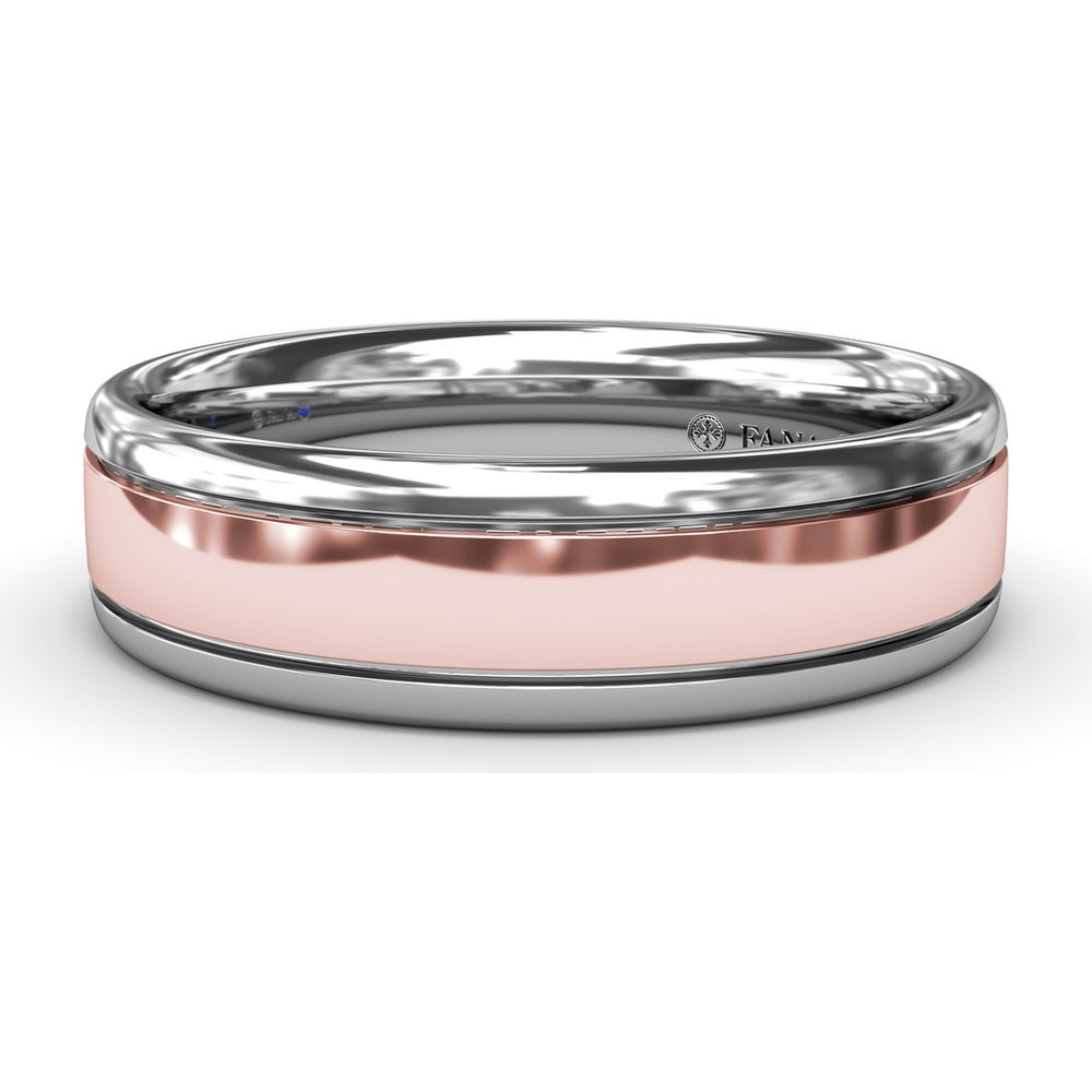 High Polish 6mm Men's Band with Inlay - Comfort Fit Low Profile by Fana