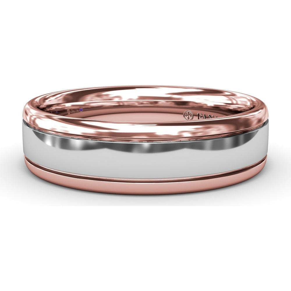 High Polish 6mm Men's Band with Inlay - Comfort Fit Low Profile by Fana
