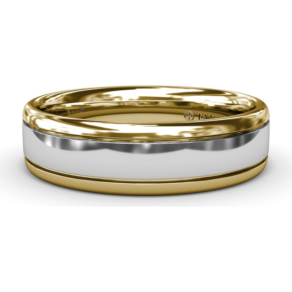 High Polish 6mm Men's Band with Inlay - Comfort Fit Low Profile by Fana