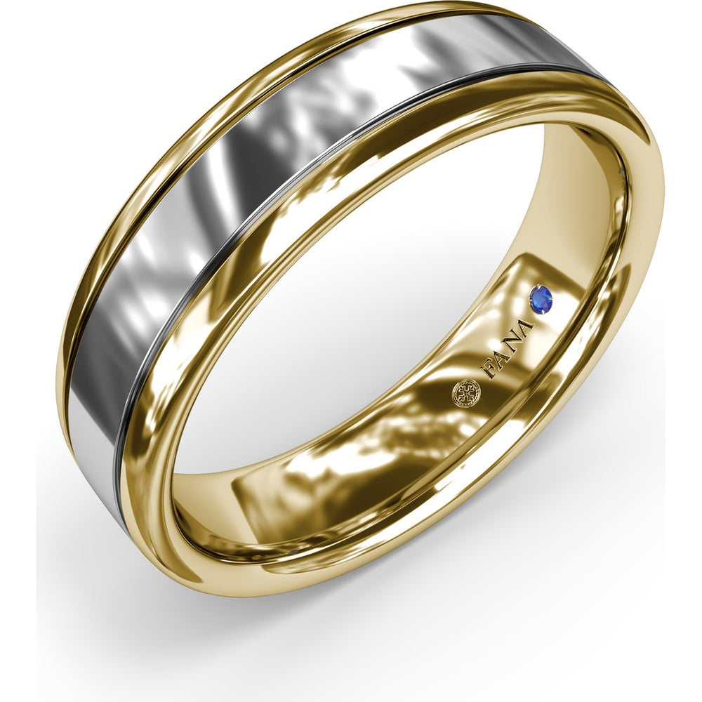 High Polish 6mm Men's Band with Inlay - Comfort Fit Low Profile by Fana