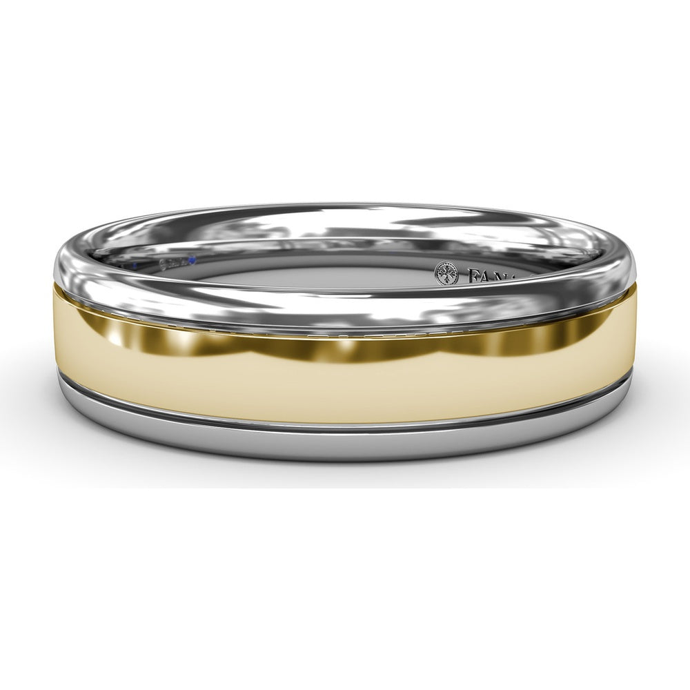 High Polish 6mm Men's Band with Inlay - Comfort Fit Low Profile by Fana