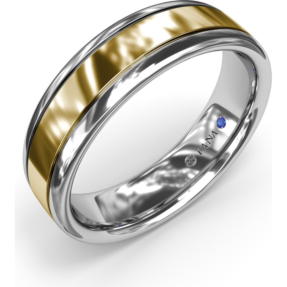 High Polish 6mm Men's Band with Inlay - Comfort Fit Low Profile by Fana