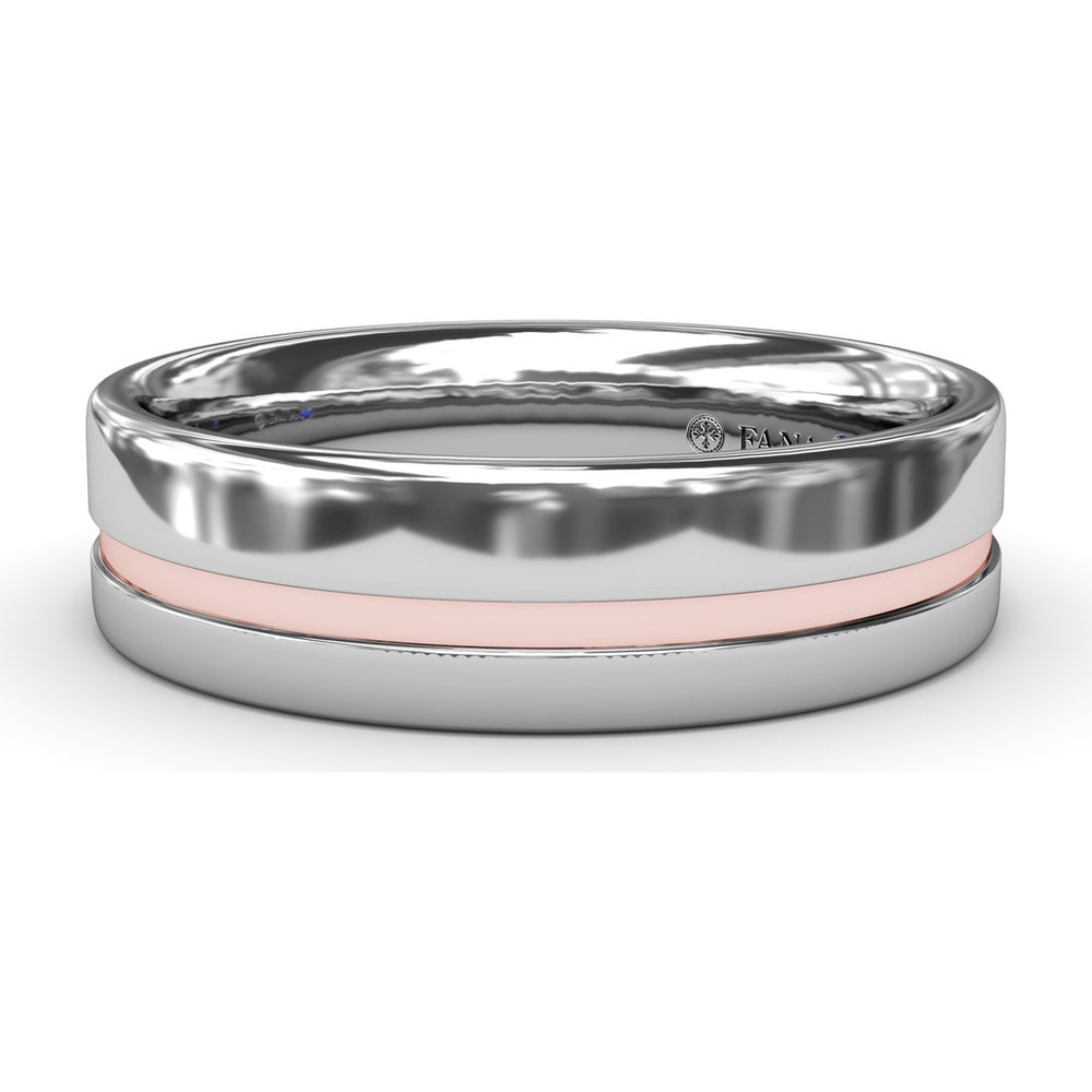 High Polish 6mm Men's Comfort Fit Band with Center Accent by Fana