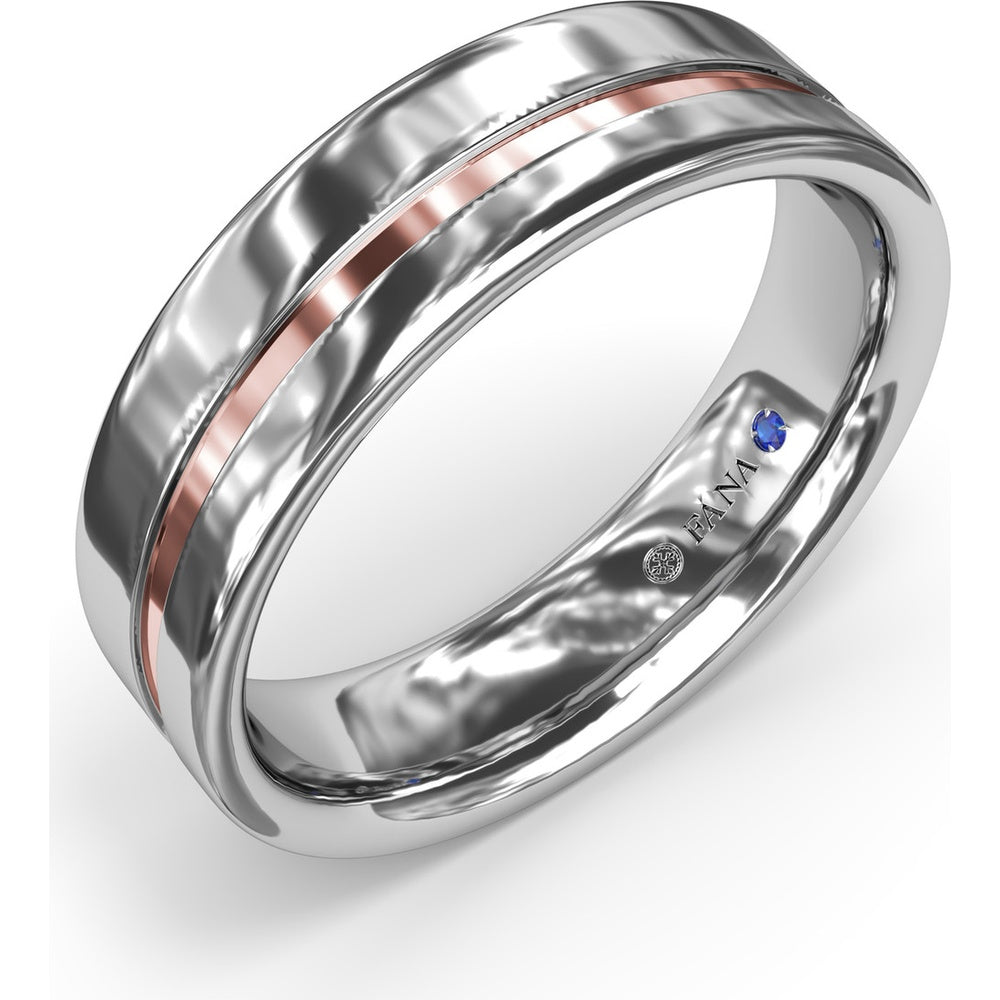 High Polish 6mm Men's Comfort Fit Band with Center Accent by Fana