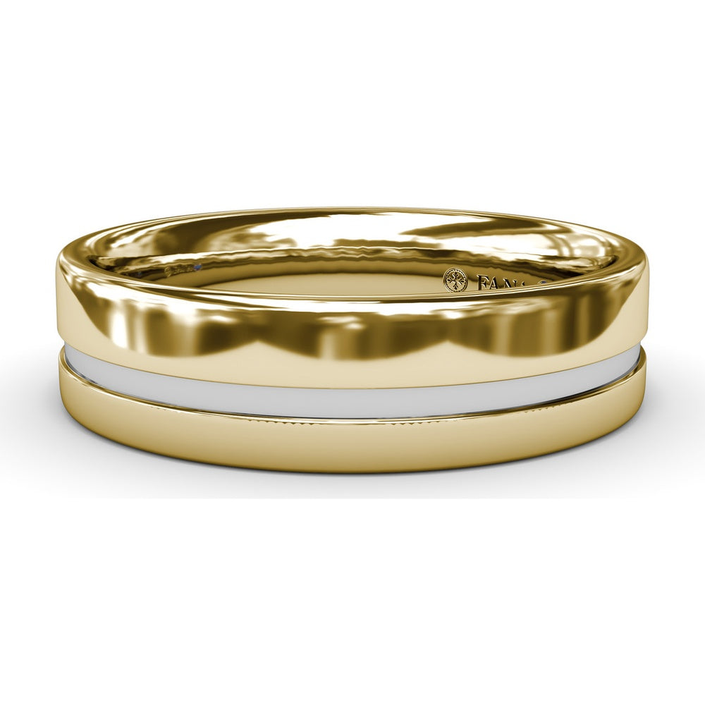 High Polish 6mm Men's Comfort Fit Band with Center Accent by Fana