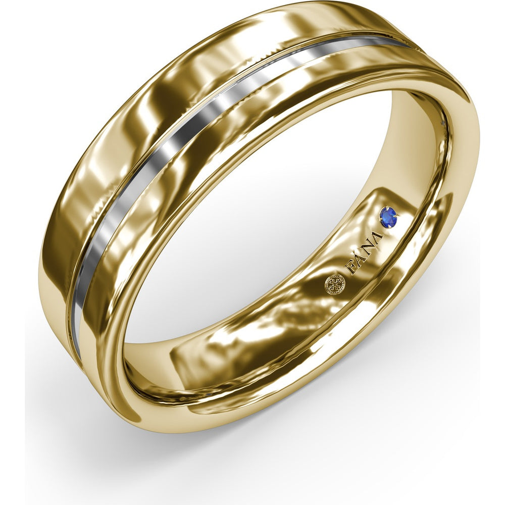 High Polish 6mm Men's Comfort Fit Band with Center Accent by Fana