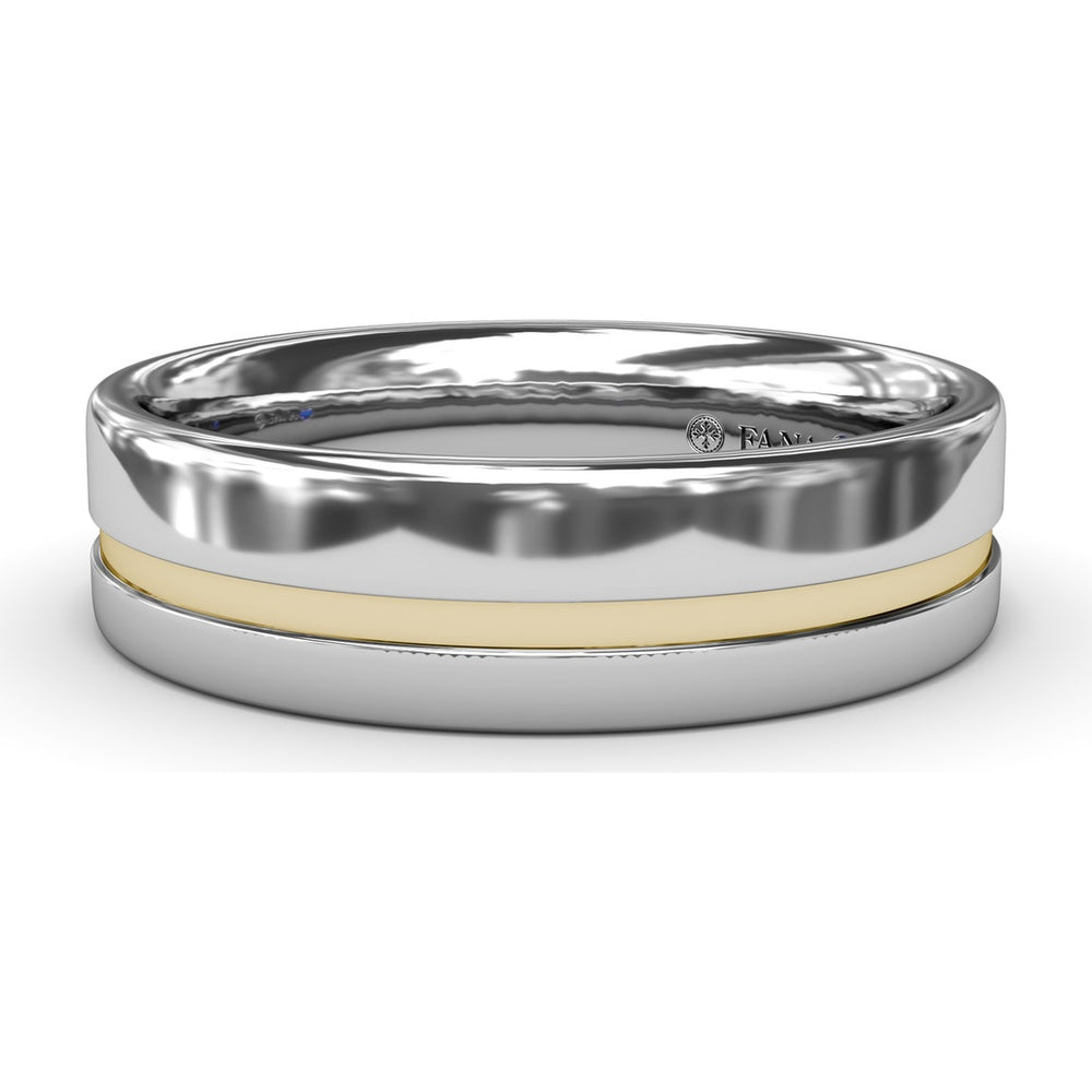 High Polish 6mm Men's Comfort Fit Band with Center Accent by Fana