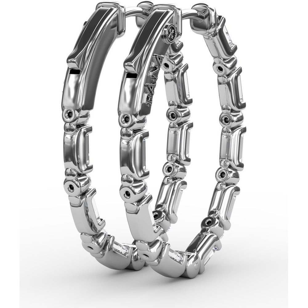 Hoop Earrings with Alternating Emerald Cut and Round Diamonds by Fana - 1.43 Carat Total Diamond Weight