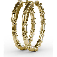 Hoop Earrings with Alternating Emerald Cut and Round Diamonds by Fana - 1.43 Carat Total Diamond Weight