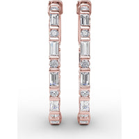 Hoop Earrings with Alternating Emerald Cut and Round Diamonds by Fana - 1.43 Carat Total Diamond Weight
